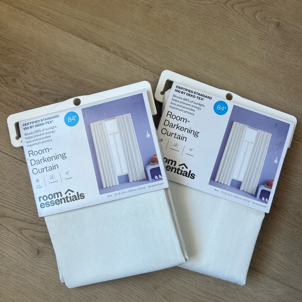 Room-darkening curtains